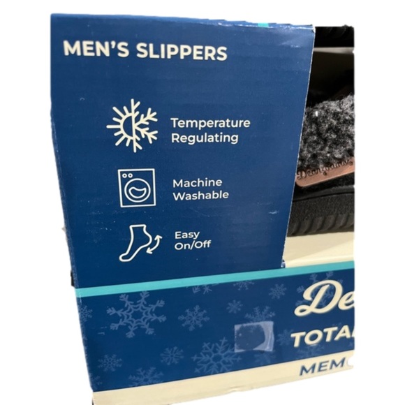 Dearfoams Slippers Mens Memory Foam Comfy Black Size 9/10 NEW - Picture 10 of 10
